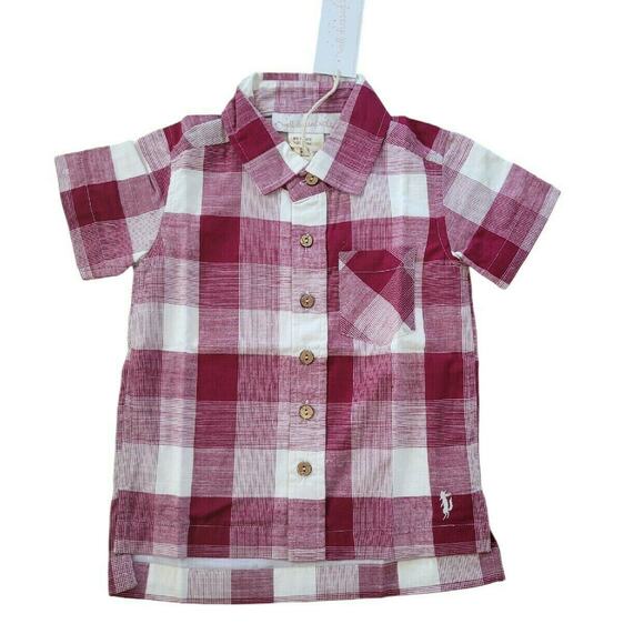 Well Dressed Wolf Boy's Short Sleeve Berry Plaid Shirt